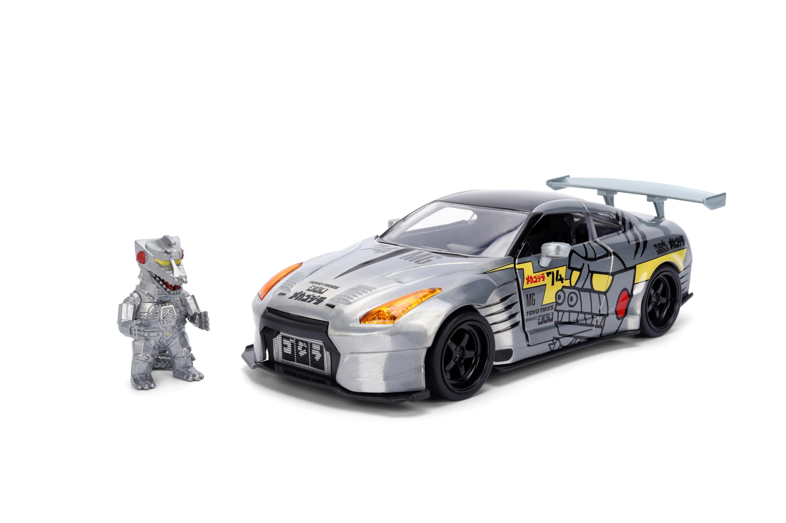 Jada GODZILLA MECHAGODZILLA 2009 NISSAN GT-R W/FIG 1:24 scale model vehicle to collect, play and display, suitable for gift, party favors, Christmas and birthdays