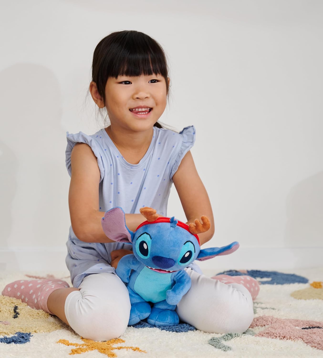 Disney Stitch with Antlers Christmas Plush 25cm tall cuddly character for snuggles or play