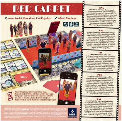 Devir - Red Carpet, Photography and Celebrity Board Game, Strategy & Fun for 2-4 Players, Capture Portraits and Live the Hollywood Red Carpet, Interactive Game (BGRCML
