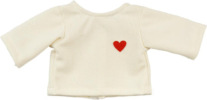 Heless 1516 - Poppenkleertjes "Heart Confetti", 3-delige set met ribfluwelen broek, T-shirt en servet, voor poppen en knuffels maat 28-35 cm