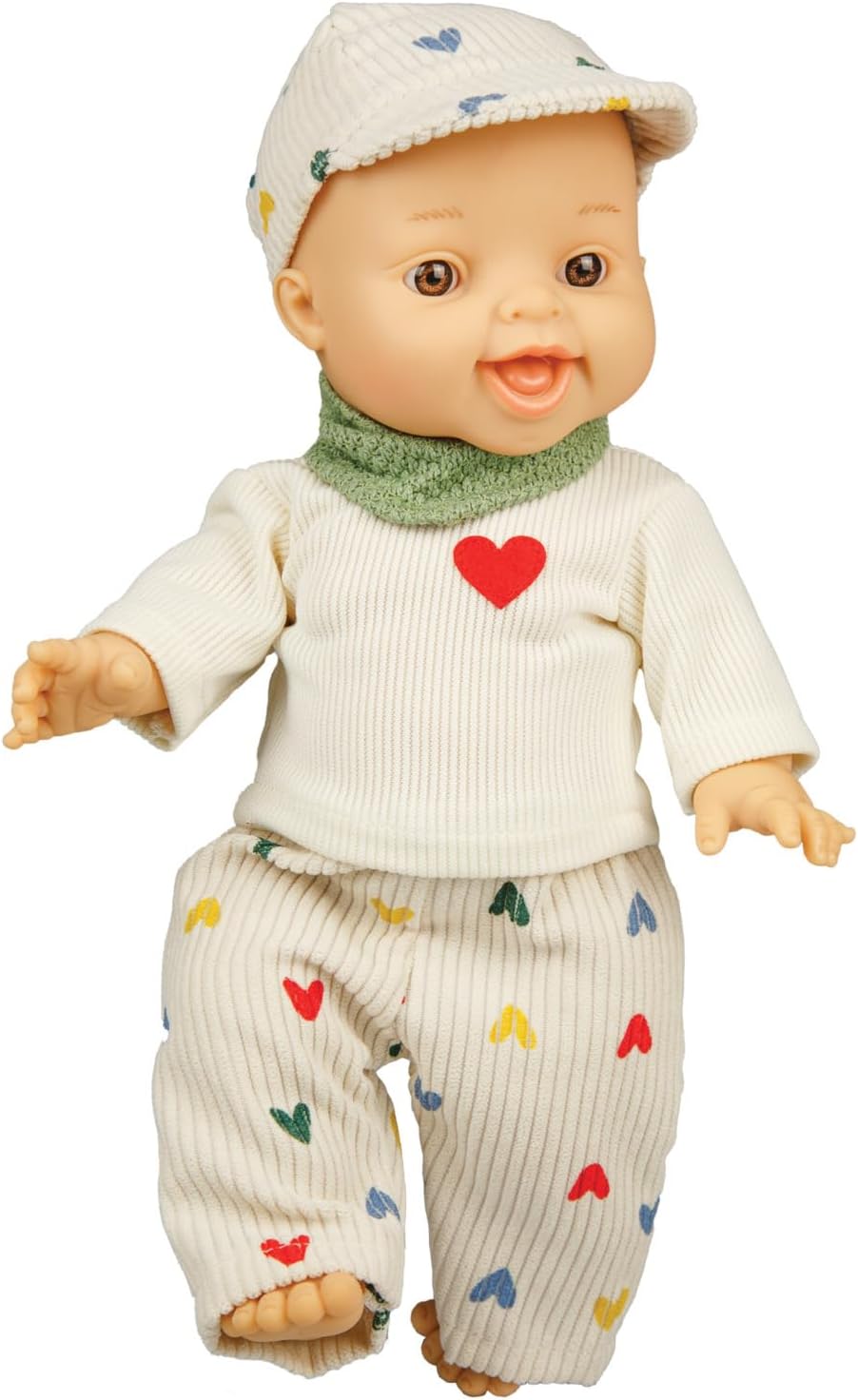 Heless 1516 - Poppenkleertjes "Heart Confetti", 3-delige set met ribfluwelen broek, T-shirt en servet, voor poppen en knuffels maat 28-35 cm