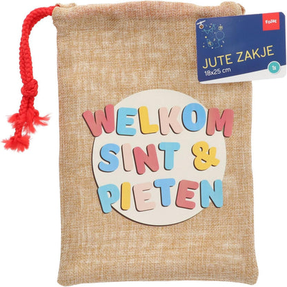 Uitdeelzakje Jute Welkom Sint & Pieten