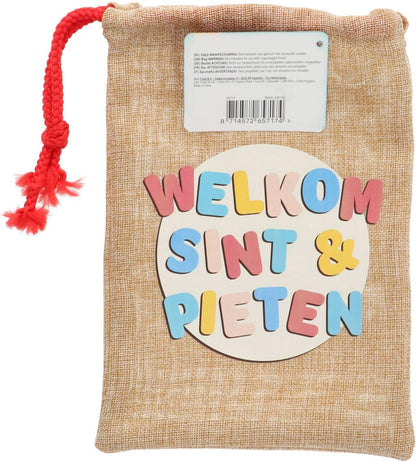 Uitdeelzakje Jute Welkom Sint & Pieten