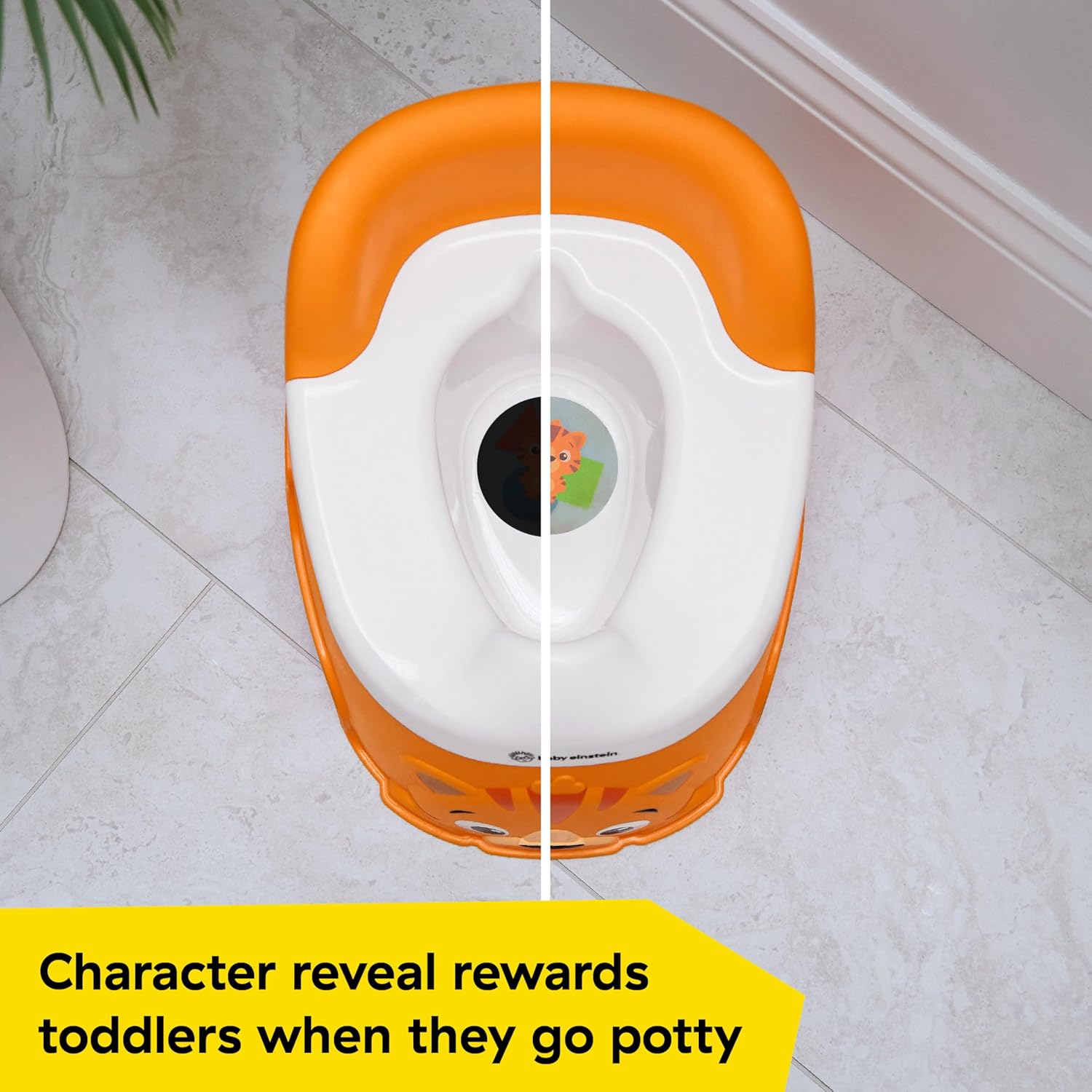 Baby Einstein, Pot Bébé Toilette Tinkle and Reveal Tiger, unisexe, Toilette enfant, avec protection contre les éclaboussures & récompense de changement de couleur, à partir de 18 mois