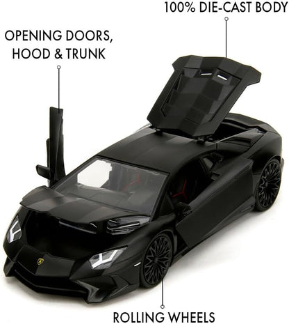 Fast & Furious JADA Toys SHAW'S LAMBORGHINI AVENTADOR 1:24 Die-Cast Modellauto, Spielzeug für Kinder und Erwachsene, Sammel- und Spielfahrzeug