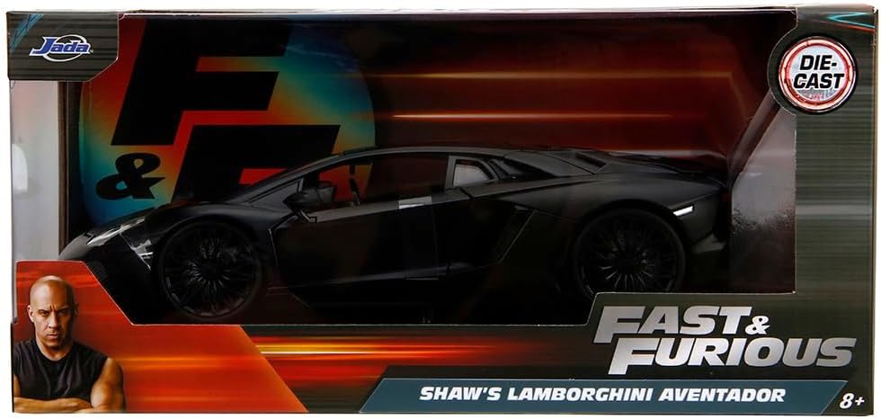 Fast & Furious JADA Toys SHAW'S LAMBORGHINI AVENTADOR 1:24 Die-Cast Modellauto, Spielzeug für Kinder und Erwachsene, Sammel- und Spielfahrzeug