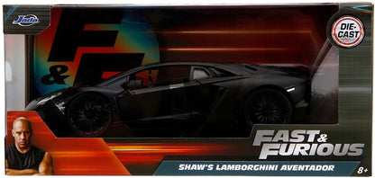 Fast & Furious JADA Toys SHAW'S LAMBORGHINI AVENTADOR 1:24 Die-Cast Modellauto, Spielzeug für Kinder und Erwachsene, Sammel- und Spielfahrzeug
