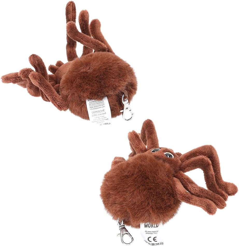 Dino World 413899 Plush Spider Pendant, Black/Brown