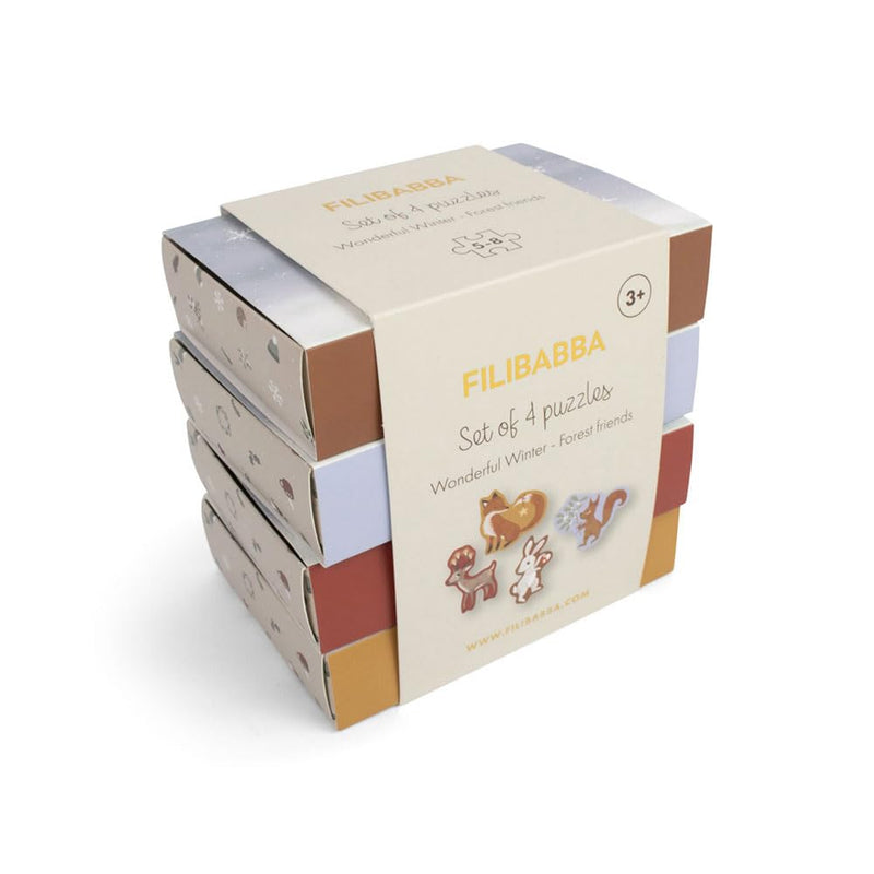 Filibabba Set of 4 puzzles - Wonderful Winter, Forest friends