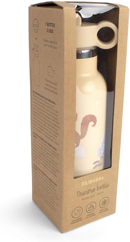 Filibabba Star Catchers Stainless Steel Thermo Water Bottle, 350 ml Capacity, Beige