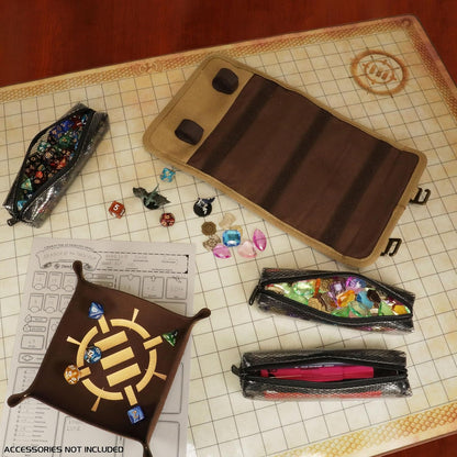 ENHANCE Étui à dés Venture Canvas - Étui de Transport avec Plateau à dés Amovible et 3 Pochettes Zippées Amovibles - Idéal pour DND, MTG et Autres Jeux de Société