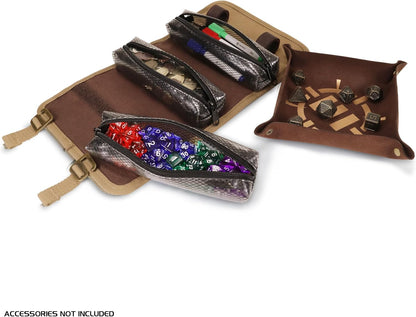 ENHANCE Étui à dés Venture Canvas - Étui de Transport avec Plateau à dés Amovible et 3 Pochettes Zippées Amovibles - Idéal pour DND, MTG et Autres Jeux de Société