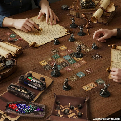 ENHANCE Étui à dés Venture Canvas - Étui de Transport avec Plateau à dés Amovible et 3 Pochettes Zippées Amovibles - Idéal pour DND, MTG et Autres Jeux de Société