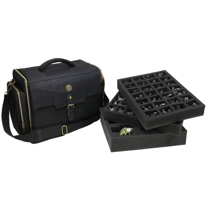 ENHANCE Wide Base Miniature Carrying Case - Mini Figure Storage fits 58 Wide Base Minis & Pick & Pluck for Large Figures - Book Sleeve & 2 Accessory Pockets for Measuring Tape, Dice & More