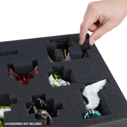 ENHANCE Wide Base Miniature Carrying Case - Mini Figure Storage fits 58 Wide Base Minis & Pick & Pluck for Large Figures - Book Sleeve & 2 Accessory Pockets for Measuring Tape, Dice & More