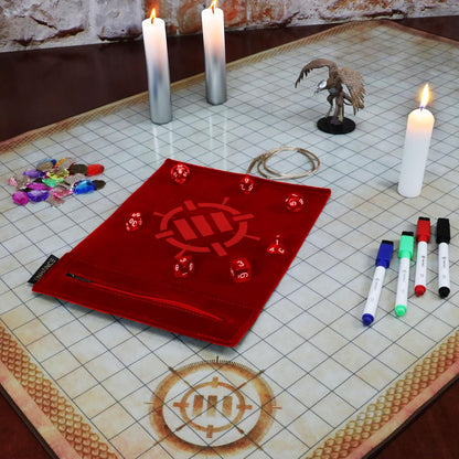 ENHANCE Roll on a Scroll Dice Rolling Mat & 7pc Acrylic Dice Set - Velvet Dice Case with Color-Coordinated 7pc Acrylic Dice, Dice Holder and Tray Compatible with DND and Other Tabletop Games