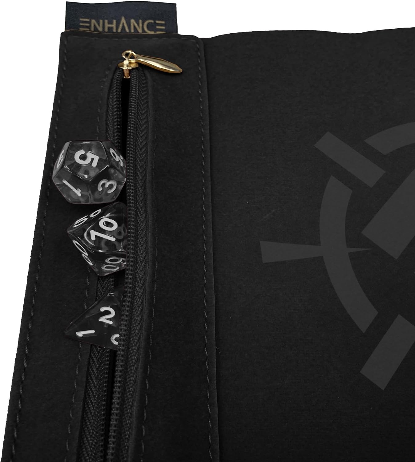 ENHANCE Roll on a Scroll Dice Rolling Mat & 7pc Acrylic Dice Set - Velvet Dice Case with Color-Coordinated 7pc Acrylic Dice, Dice Holder and Tray Compatible with DND and Other Tabletop Games