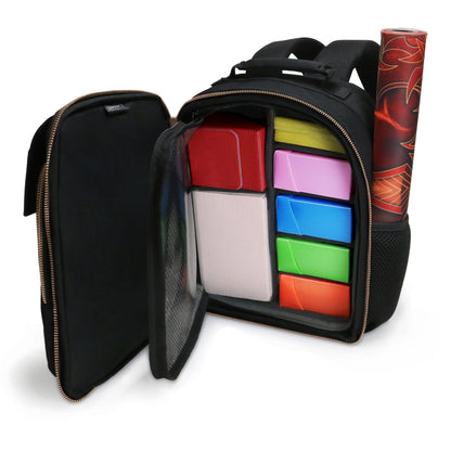 ENHANCE Small Card Backpack with Card Defender Screen, Customizable Interior, Storage for Dice Bag, Sleeves, Deck Boxes - TCG Backpack with Playmat Holder, Compatible with Magic the Gathering, Lorcana