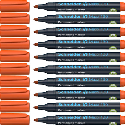 Schneider Maxx 130 Permanent Marker Pen 1 mm and 3 mm Cap-Off-Ink Refillable Pack of 10