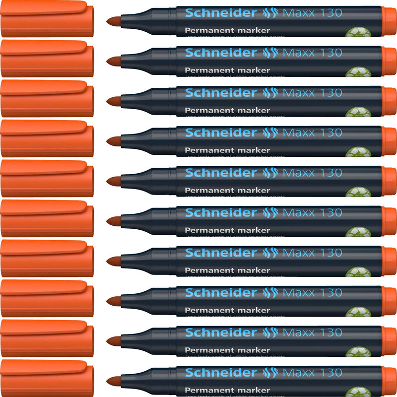 Schneider Maxx 130 Permanent Marker Pen 1 mm and 3 mm Cap-Off-Ink Refillable Pack of 10