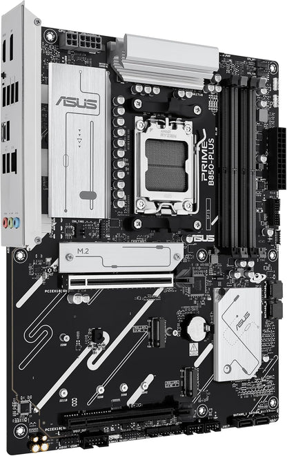 ASUS PRIME B850-PLUS-CSM, AMD ATX Motherboard, 8+2+1 Power Stages, DDR5 Slot, PCIe 5.0, 3 M.2 Slots, Wi-Fi 6E, Ethernet Realtek 2.5Gb, DisplayPort, HDMI, USB-A and USB-C 10Gbps, Aura Sync
