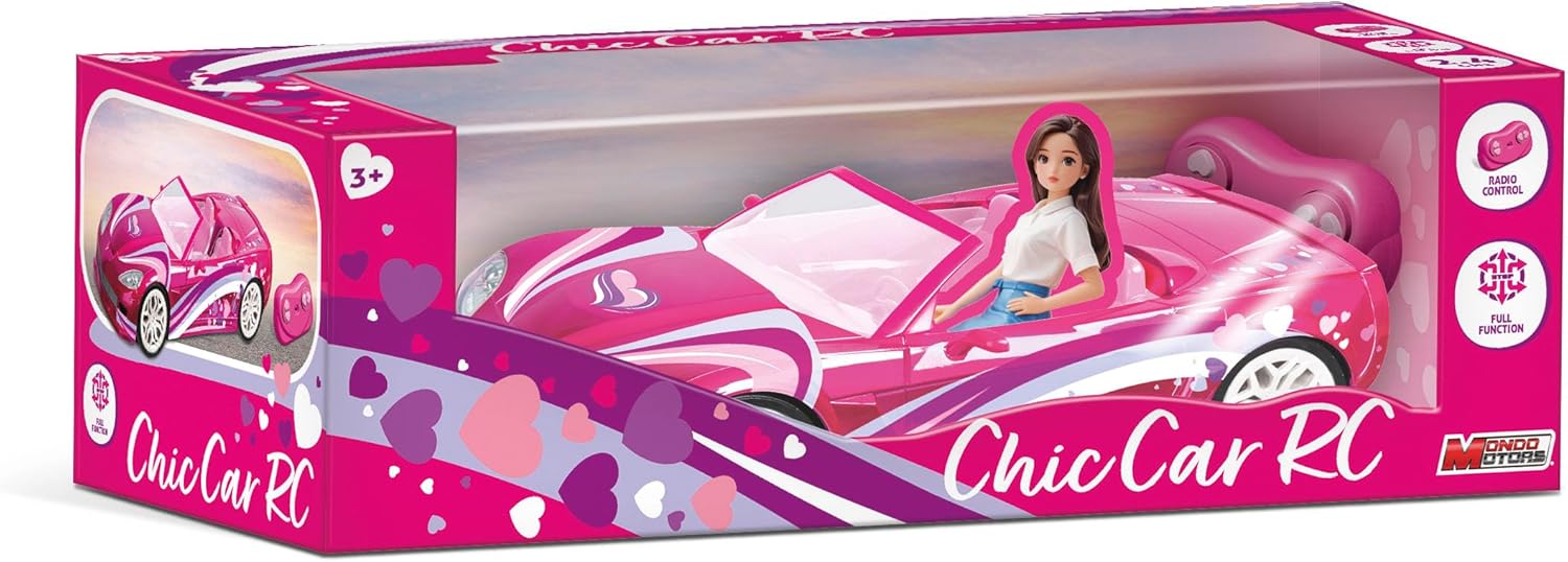 MONDO Motors Chic Car model, schaal 1:10, 2-zits voor 2 poppen, speelgoedauto voor kinderen 63818