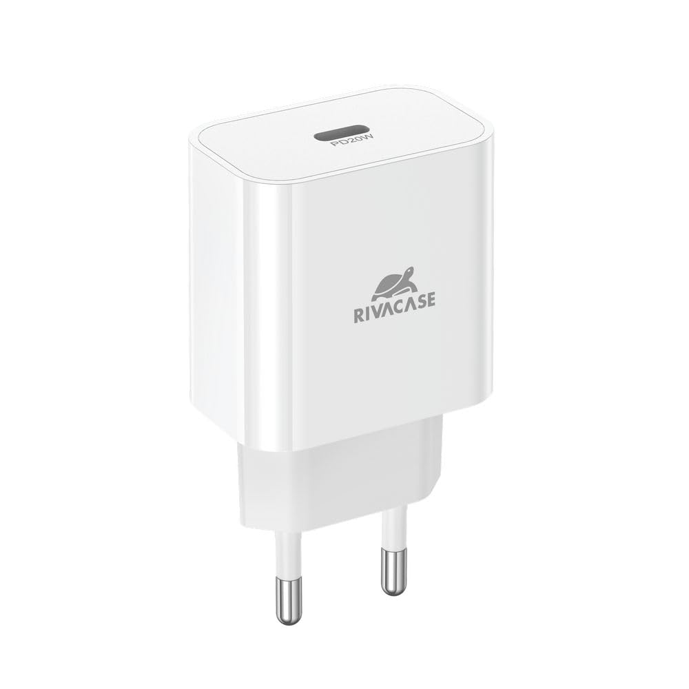 RIVACASE PS4101 W00 - Caricatore da 20 W Power Delivery 3.0, ricarica rapida tramite USB-C, compatibile con iPhone 15 e più vecchi, iPad, Samsung, LG, Huawei, Xiaomi, Android, alimentatore solido