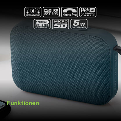 Muse: Compact Portable Bluetooth Speaker With Fabric Cover  Black