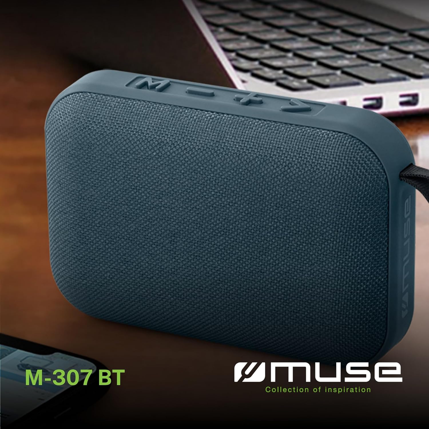 Muse: Compact Portable Bluetooth Speaker With Fabric Cover  Black