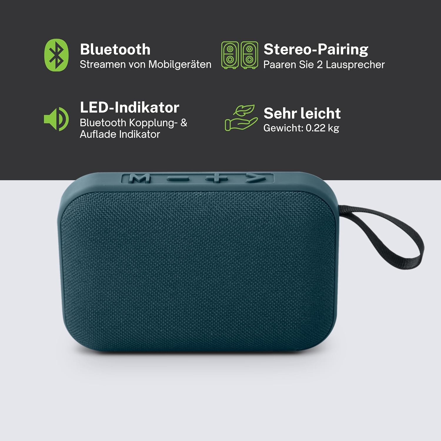 Muse: Compact Portable Bluetooth Speaker With Fabric Cover  Black