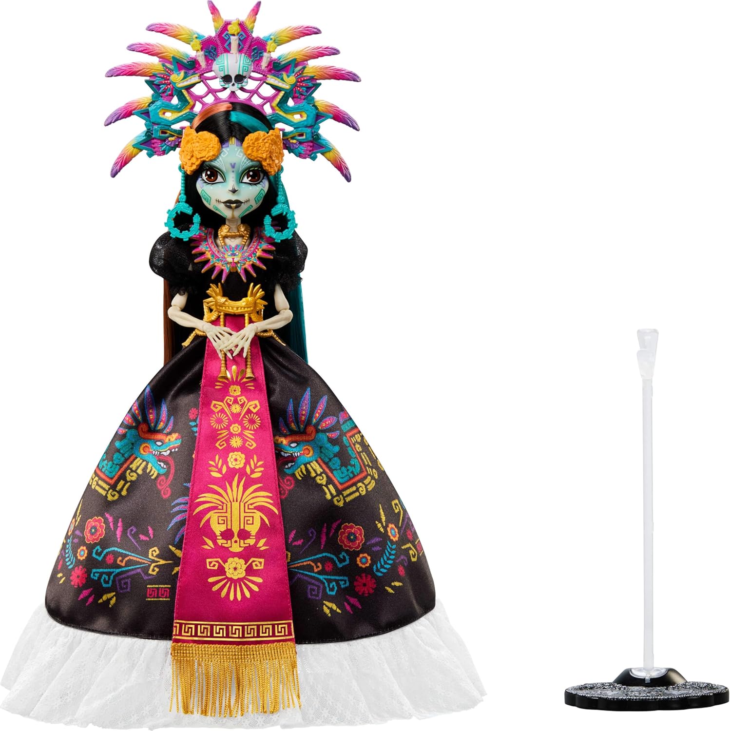 Monster High Doll, Skelita Calaveras Día de Muertos 2025 Collectible, Aztec-Inspired Gown with Vibrant Accessories like Headdress and Necklace, JDR63