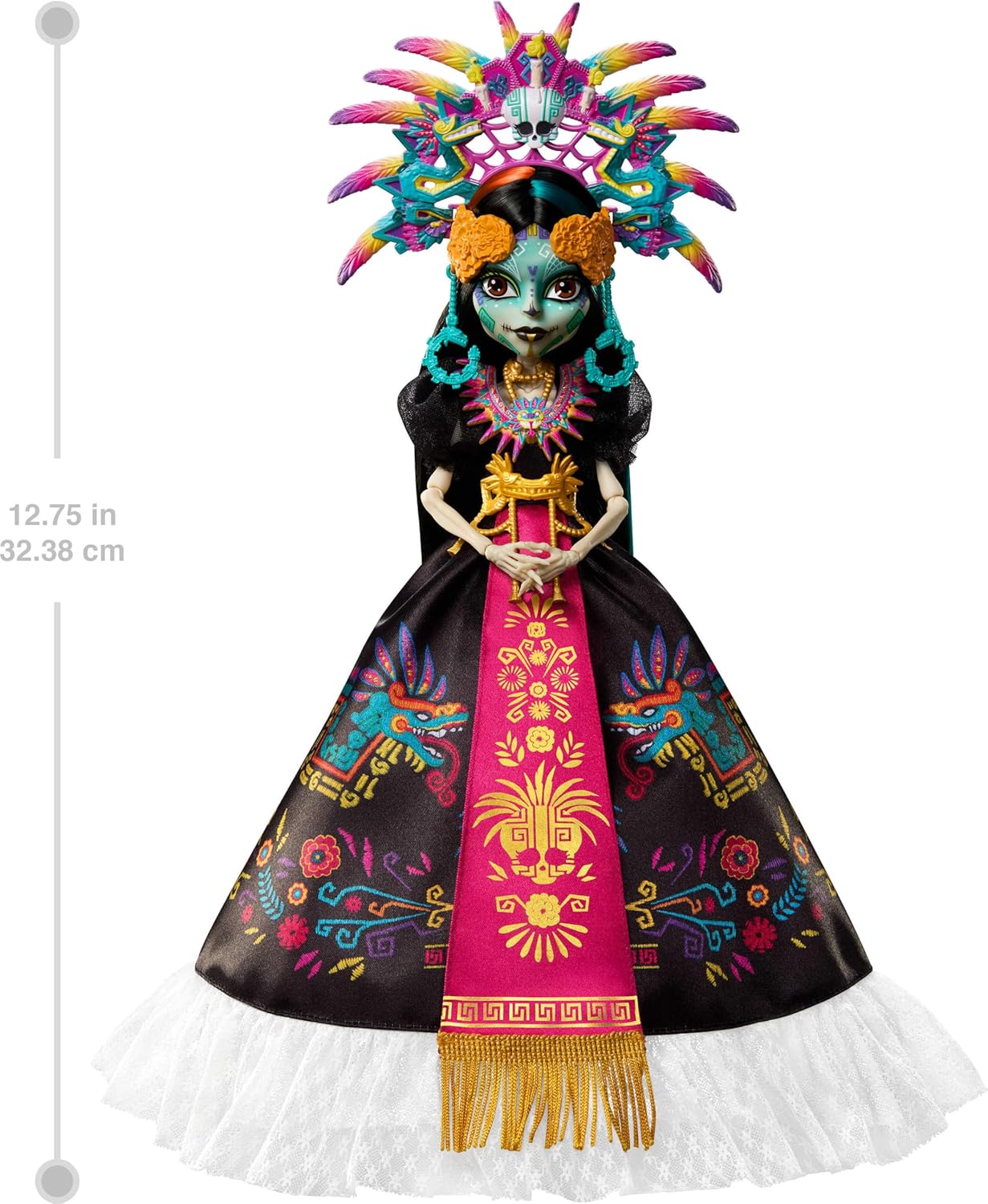 Monster High Doll, Skelita Calaveras Día de Muertos 2025 Collectible, Aztec-Inspired Gown with Vibrant Accessories like Headdress and Necklace, JDR63