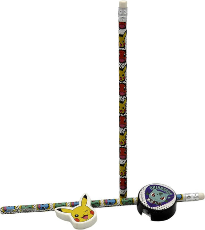 POKÉMON: Ensemble de Papeterie Pokémon, matériel Scolaire, écriture, Cadeau, Crayon, Gomme, Taille-Crayon, Multicolore, Produit Officiel (CyP Brands