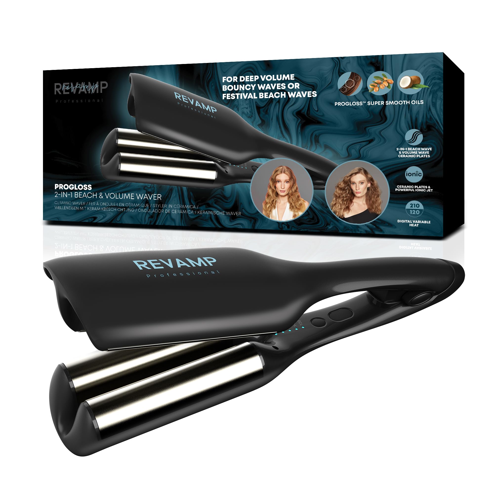 Revamp Progloss 2-In-1 Beach & Volume Waver Wv-3000