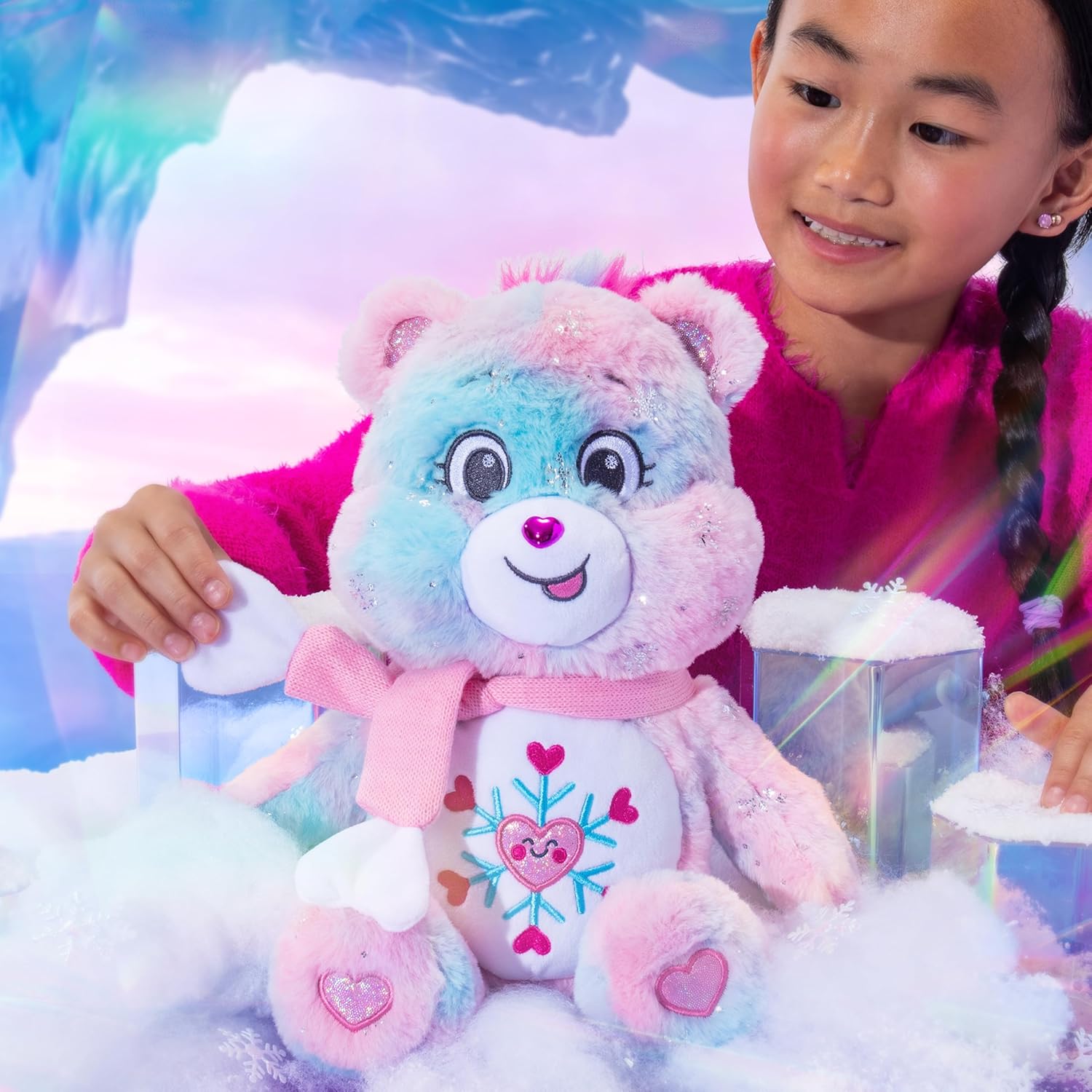 Care Bears Basic Fun Collector Edition – Snowflake Sparkle Bear 35cm – Winter-Themed Soft Toy with Shimmery Details – Eco-Friendly Plush for Kids & Collectors, 14"