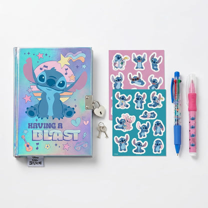 Diakakis Disney Stitch A5 Geheime dagboek en pennenset | Briefpapier Set Kantoor- of Schoolbenodigdheden | Pluche Notebook Journal & Intrekbare Pen | Steekgeschenken voor fans (Steek, Stitch Lock)