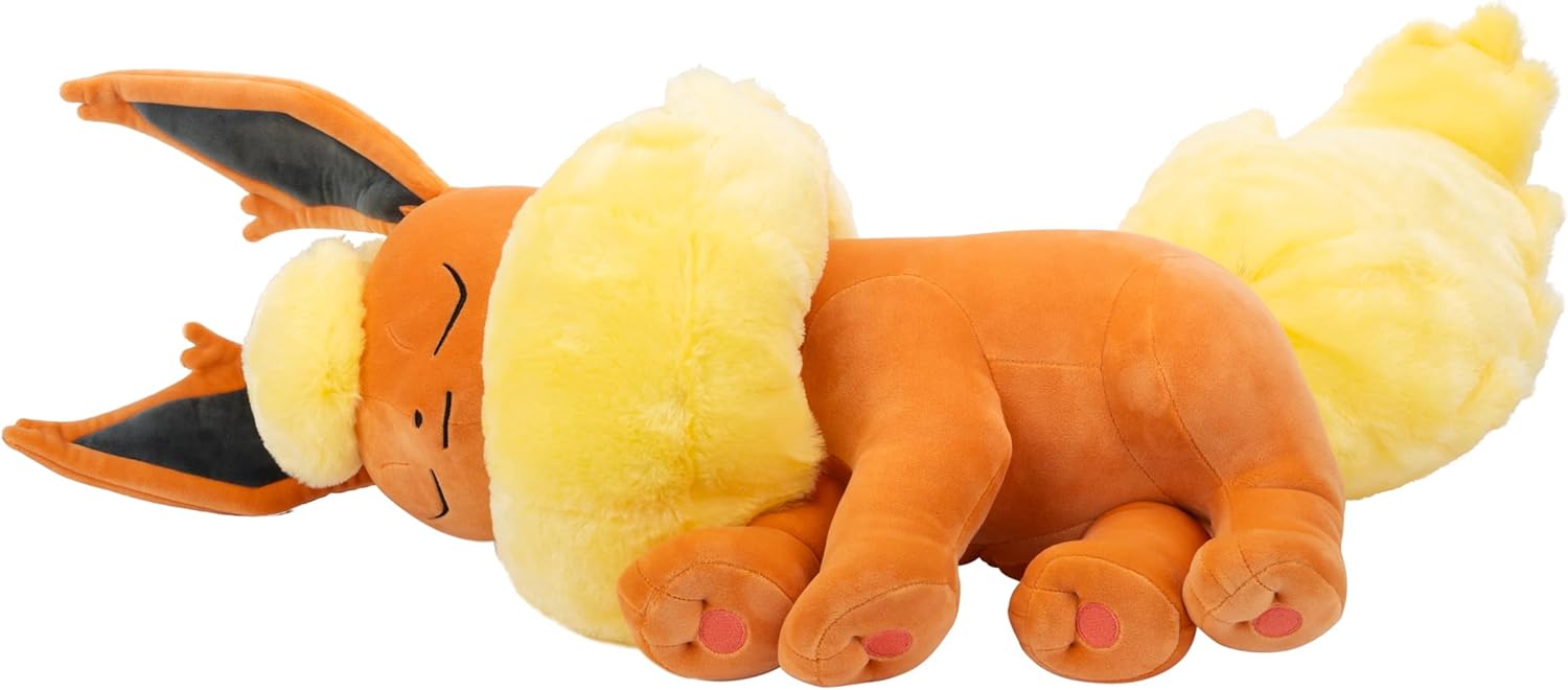 Pokémon Sleeping Plush 45 cm Flareon - Orange/Yellow - Official Pokemon Stuffed Colectible Toy for Children 2+