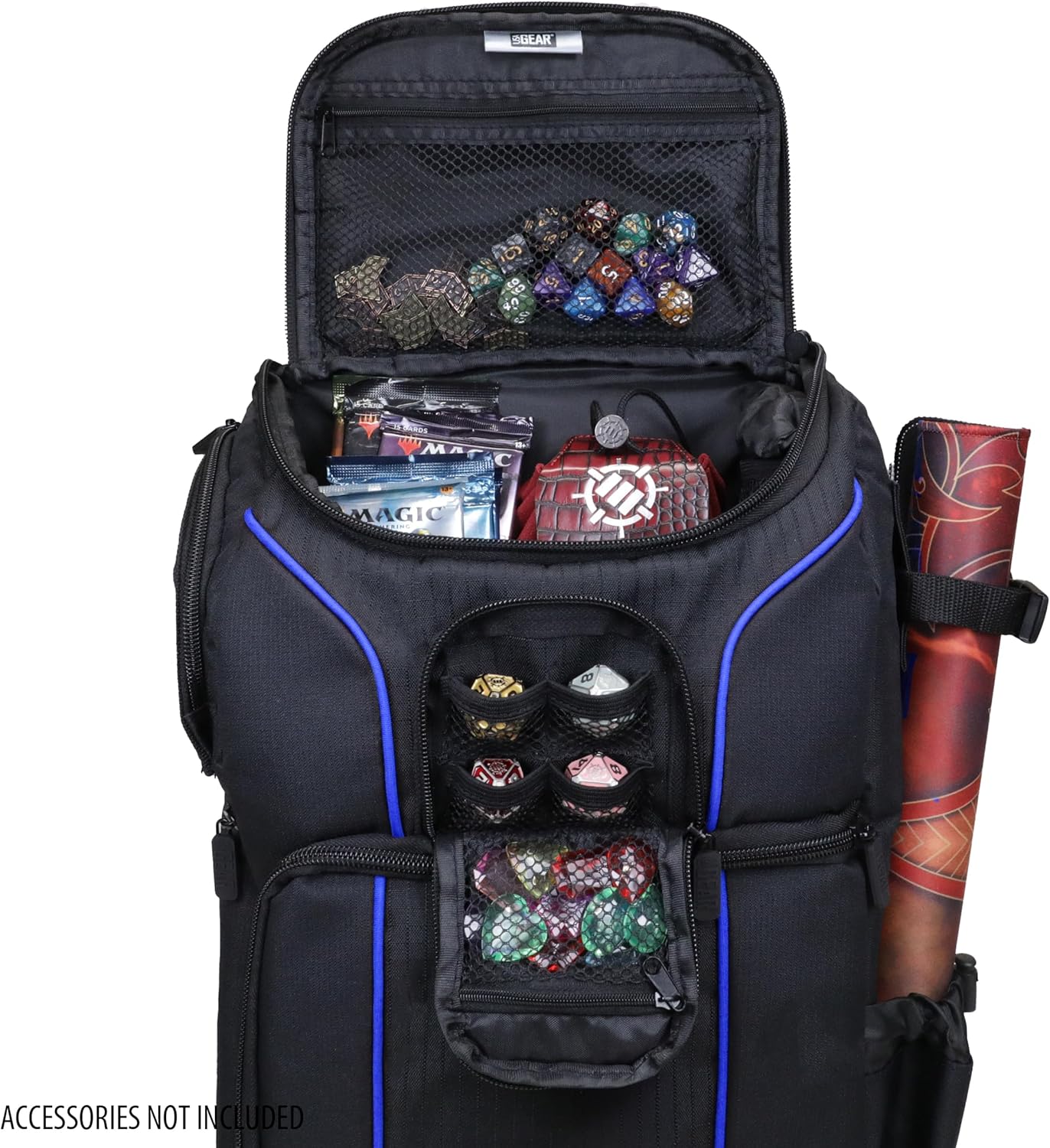 USA Gear MTG-Rucksack, Kompatibel mit Magic the Gathering, MTG-Deck und mehr - TCG-Rucksack Tasche mit Schultergurten, anpassbaren Trennwänden, TCG-Spielmattenhalter, Ordnerfach (Blau