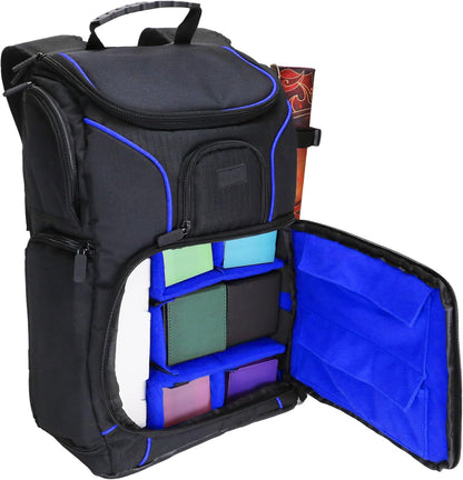 USA Gear MTG-Rucksack, Kompatibel mit Magic the Gathering, MTG-Deck und mehr - TCG-Rucksack Tasche mit Schultergurten, anpassbaren Trennwänden, TCG-Spielmattenhalter, Ordnerfach (Blau