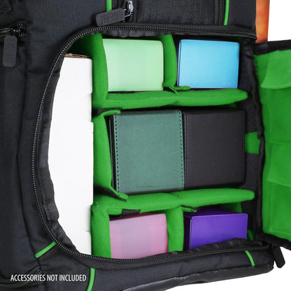 USA Gear MTG-Rucksack, Kompatibel mit Magic the Gathering, MTG-Deck und mehr - TCG-Rucksack Tasche mit Schultergurten, anpassbaren Trennwänden, TCG-Spielmattenhalter, Ordnerfach (Grün