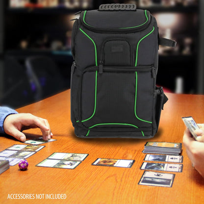 USA Gear MTG-Rucksack, Kompatibel mit Magic the Gathering, MTG-Deck und mehr - TCG-Rucksack Tasche mit Schultergurten, anpassbaren Trennwänden, TCG-Spielmattenhalter, Ordnerfach (Grün