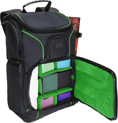 USA Gear MTG-Rucksack, Kompatibel mit Magic the Gathering, MTG-Deck und mehr - TCG-Rucksack Tasche mit Schultergurten, anpassbaren Trennwänden, TCG-Spielmattenhalter, Ordnerfach (Grün