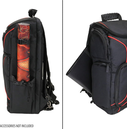 USA Gear MTG-Rucksack, Kompatibel mit Magic the Gathering, MTG-Deck und mehr - TCG-Rucksack Tasche mit Schultergurten, anpassbaren Trennwänden, TCG-Spielmattenhalter, Ordnerfach (Rot