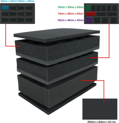 ENHANCE Miniaturenkoffer mit breiter Basis - Kompakte Aufbewahrung für DND-Miniaturen mit Schultergurt, 3 Schaumstoffeinlagen (2 vorgeschnitten, 1 zum Selbermachen) - passend für 25 mm bis 40 mm