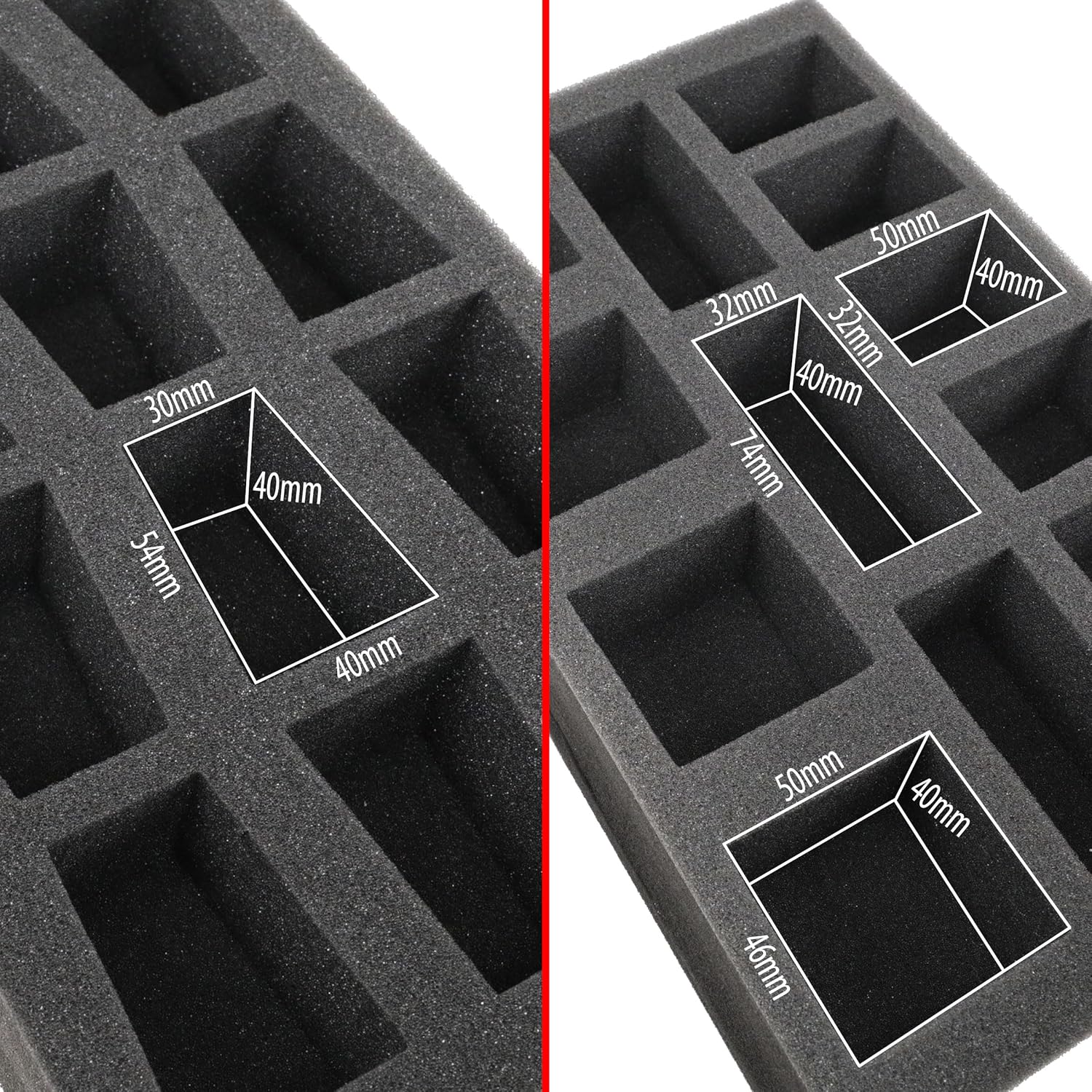 ENHANCE Miniaturenkoffer mit breiter Basis - Kompakte Aufbewahrung für DND-Miniaturen mit Schultergurt, 3 Schaumstoffeinlagen (2 vorgeschnitten, 1 zum Selbermachen) - passend für 25 mm bis 40 mm