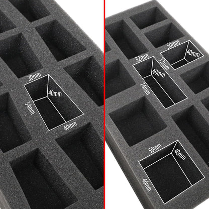 ENHANCE Miniaturenkoffer mit breiter Basis - Kompakte Aufbewahrung für DND-Miniaturen mit Schultergurt, 3 Schaumstoffeinlagen (2 vorgeschnitten, 1 zum Selbermachen) - passend für 25 mm bis 40 mm