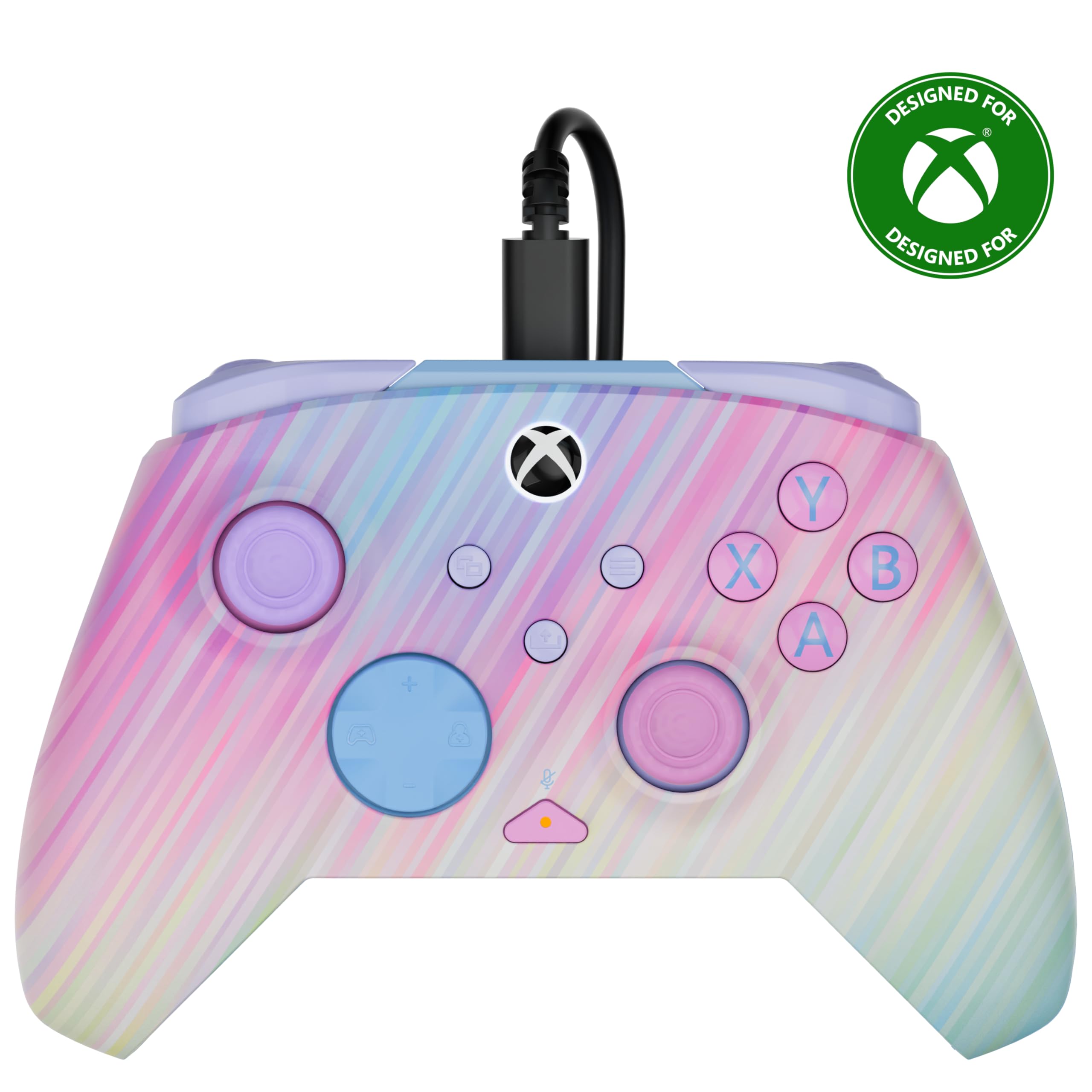Turtle Beach Rematch Advanced Cotton Candy bedrade gamingcontroller Gelicentieerd voor Xbox Series X|S, Xbox One en Windows PC met Glow-in-the-dark, herinstelbare knoppen en hairtriggers.