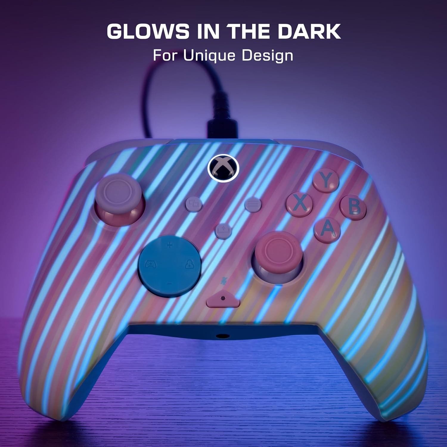 Turtle Beach Rematch Advanced Cotton Candy bedrade gamingcontroller Gelicentieerd voor Xbox Series X|S, Xbox One en Windows PC met Glow-in-the-dark, herinstelbare knoppen en hairtriggers.