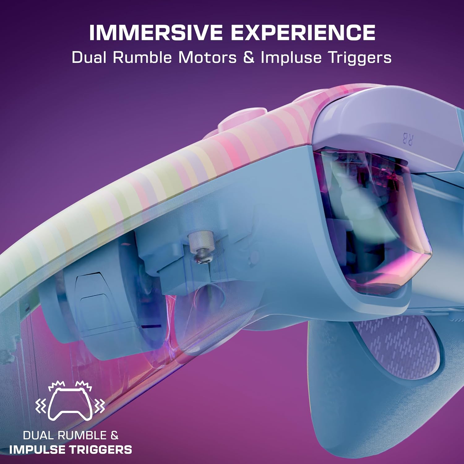 Turtle Beach Rematch Advanced Cotton Candy bedrade gamingcontroller Gelicentieerd voor Xbox Series X|S, Xbox One en Windows PC met Glow-in-the-dark, herinstelbare knoppen en hairtriggers.