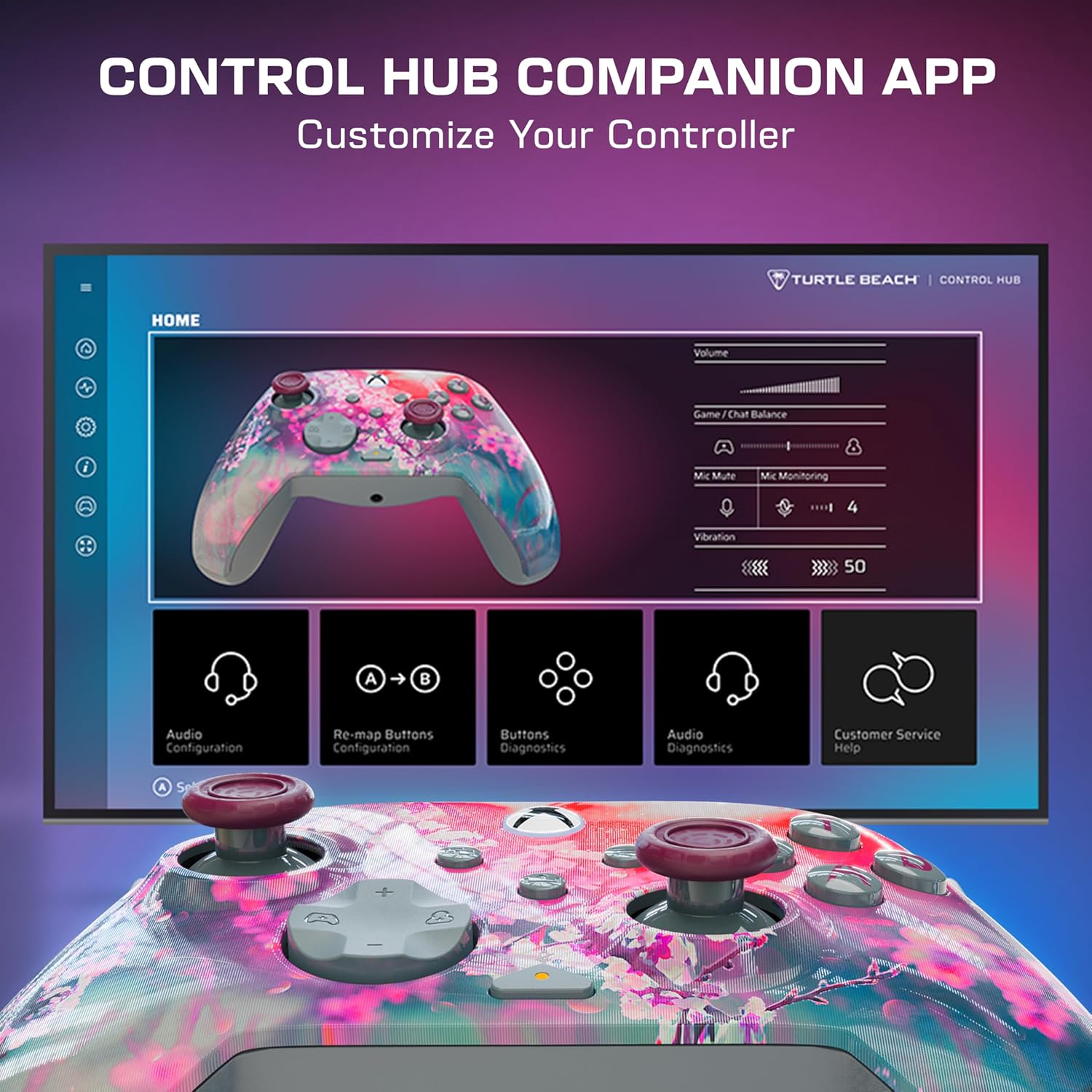 Turtle Beach Rematch Advanced Kyoto Bloom bekabelde gamingcontroller Gelicentieerd voor Xbox Series X|S, Xbox One en Windows-PC met Lenticulair, meervoudig design, toewijsbare knoppen en hairtriggers